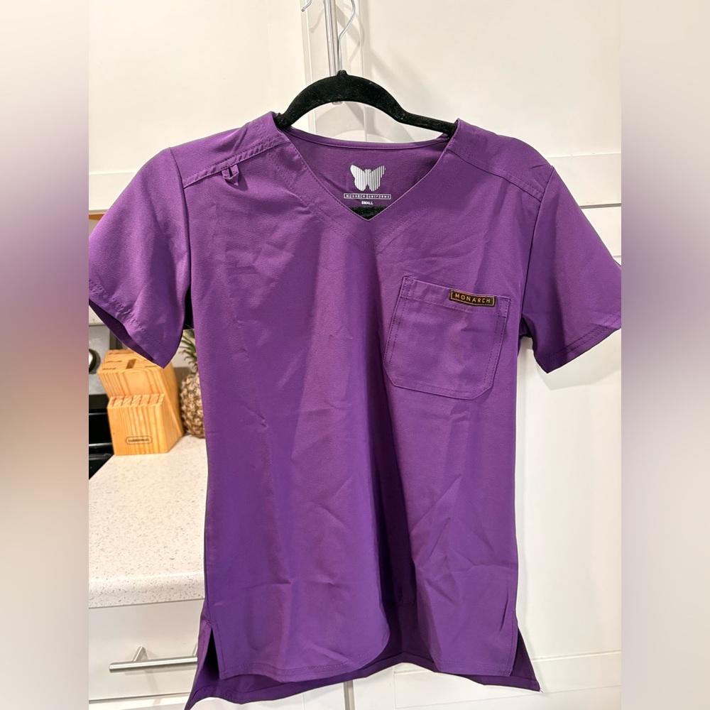 Purple V-Neck Medical Scrub Top and bottom